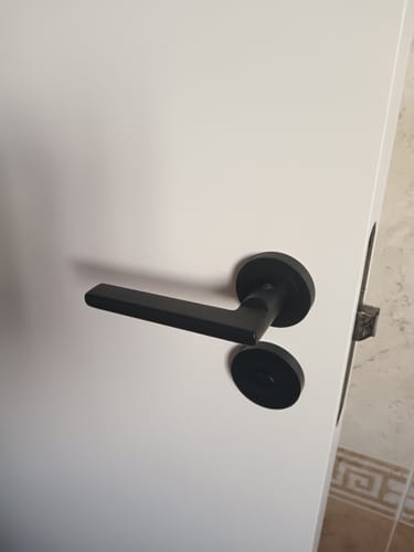 Customer photo review of Manilla modelo Rental 530 de aluminio con Roseta Redonda acabado negro para puertas