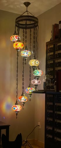 Customer photo review of TURKISH MOSAIC LAMP, Water Drop Style CHANDELIER IN 8 LARGE GLOBES