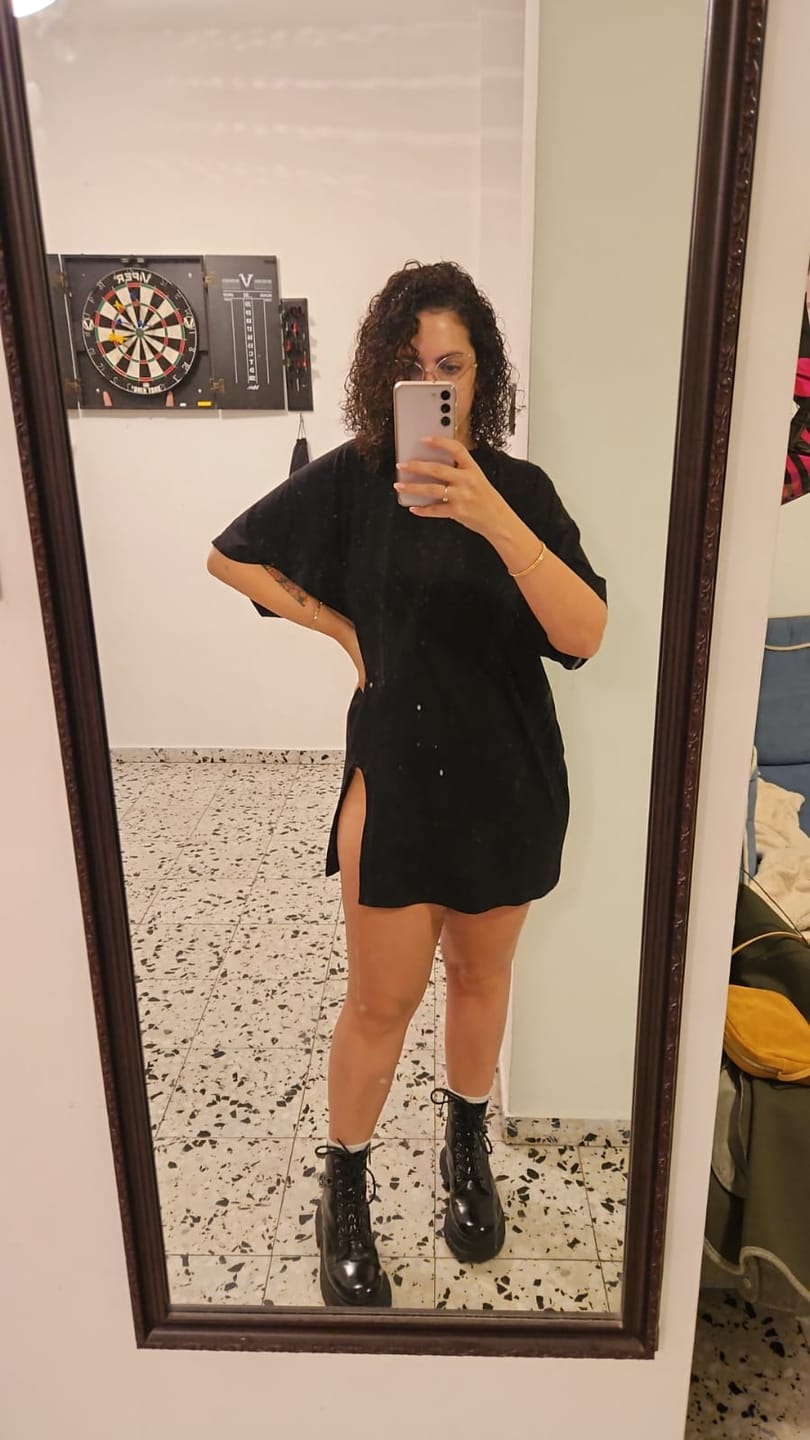 Customer photo review of [GASOLINA] OVERSIZED Cut Out Tee Dress & One Leg Short Co-ord in Black
