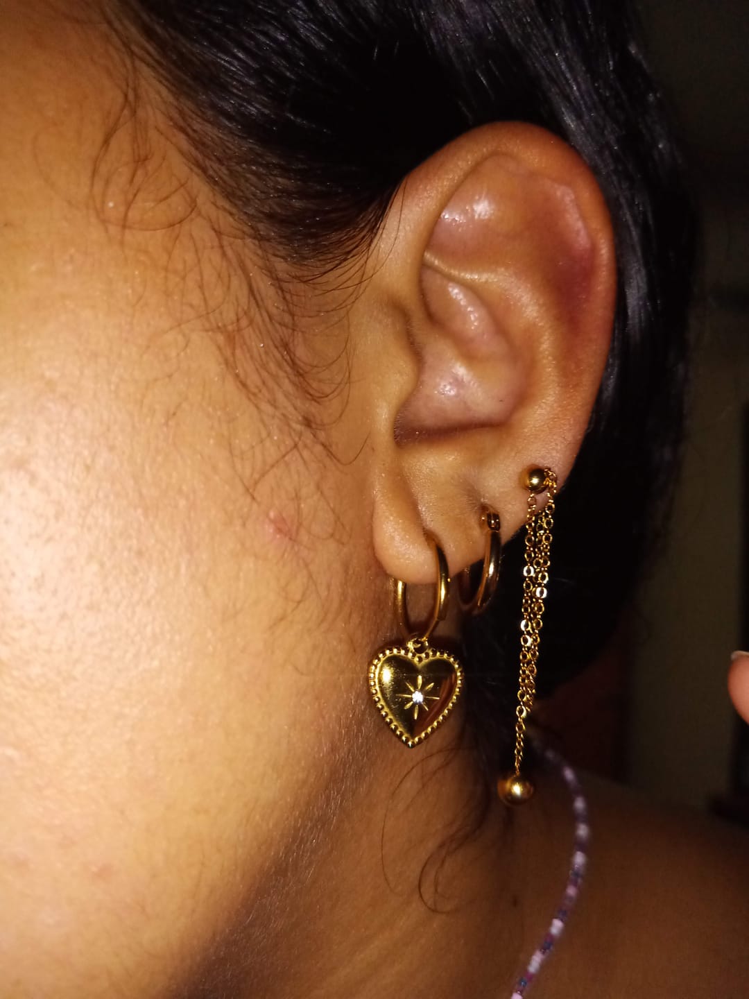 Customer photo review of Aretes Little Heart