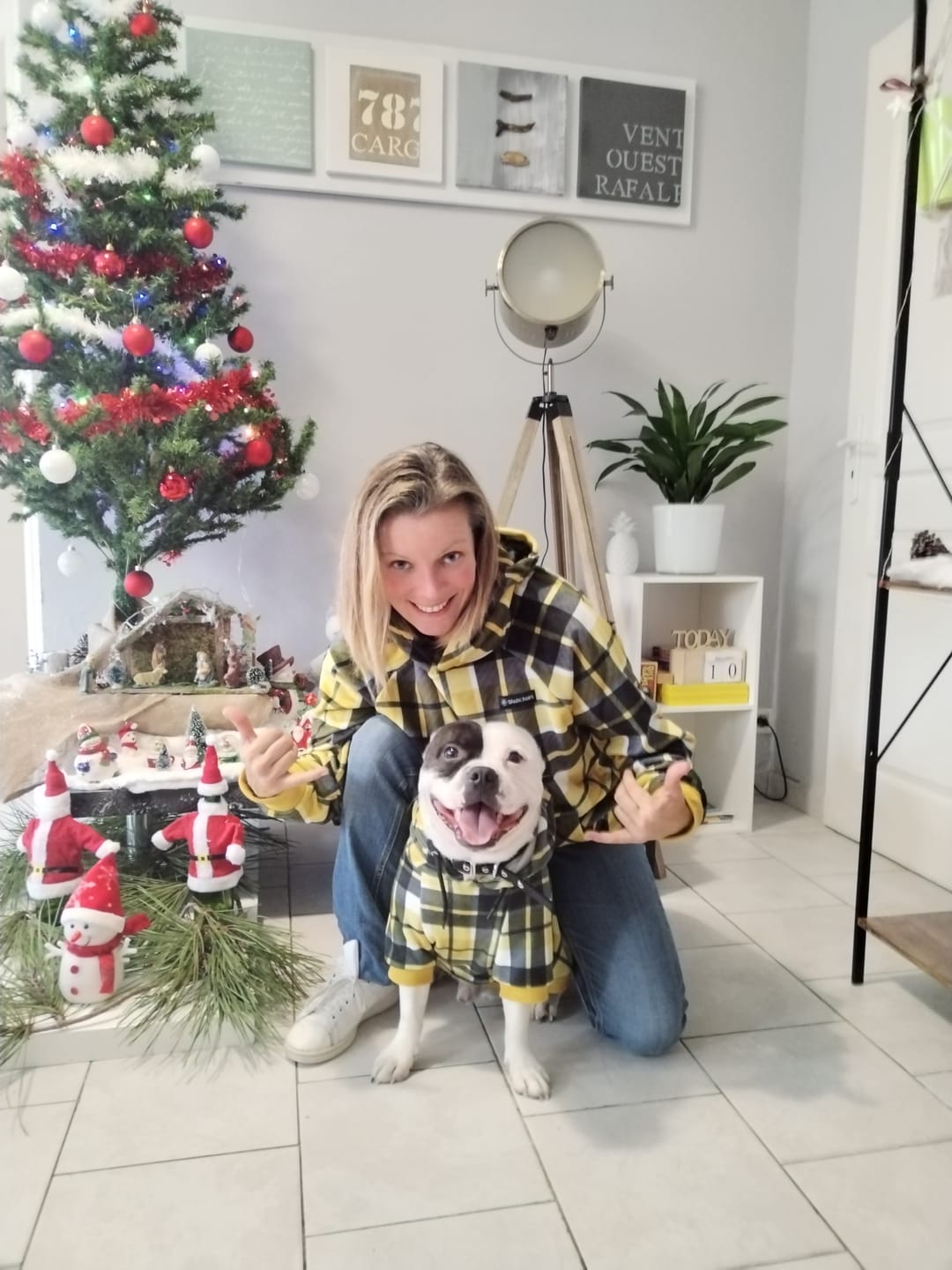 Customer photo review of Yellow Plaid Human Hoodie