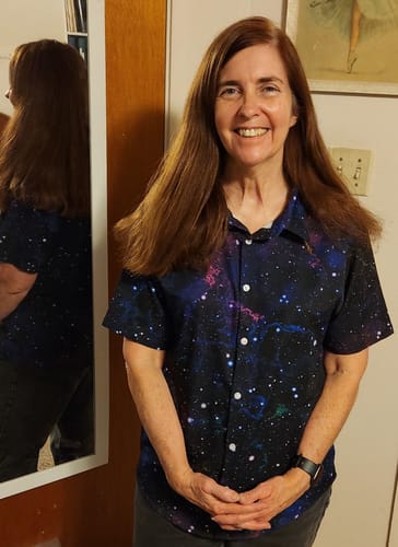 Customer photo review of Beautiful Nebula Outer Space Button Up Shirt
