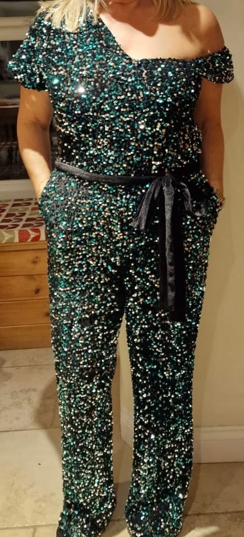 Customer photo review of Heavy Sequin Velvet Fabric