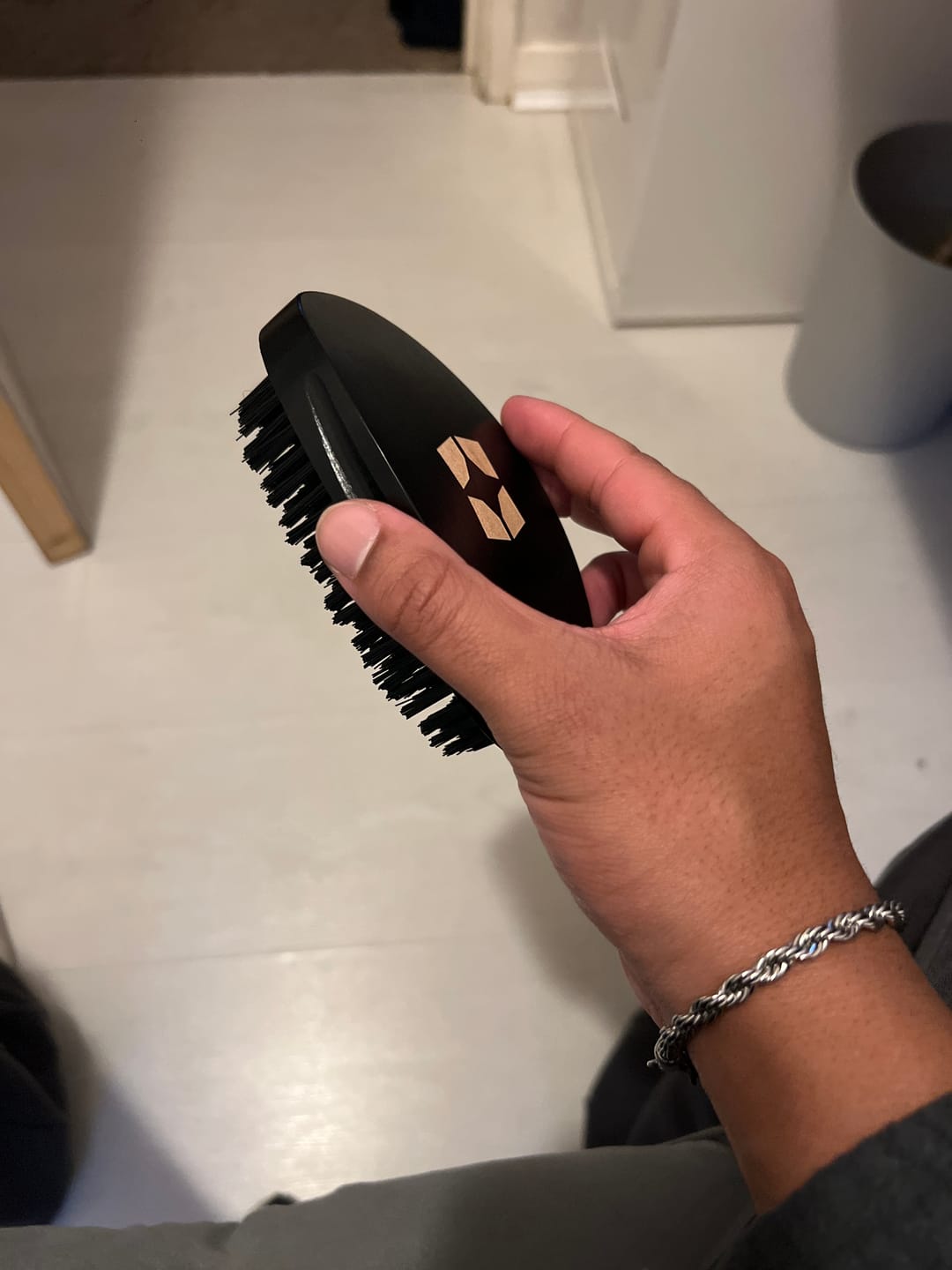 Customer photo review of Hard Bristle Curved Wave & Beard Brush
