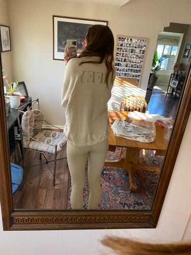 Customer photo review of Wifey Quarter Zip Sweatshirt - Champagne