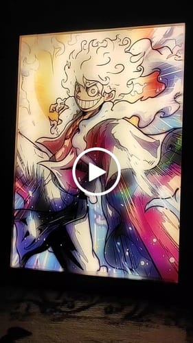 Customer video review of Sun God Nika Luffy Anime LED Light Painting Lamp Night Light Artwork