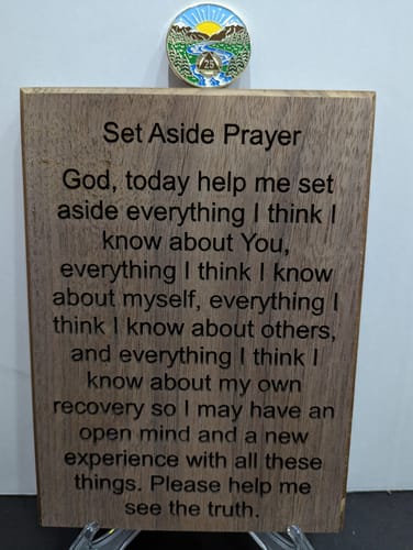 Customer photo review of 1 to 65 Year Sobriety Mint Winding River Gold Plated AA Recovery Medallion/Chip/Coin