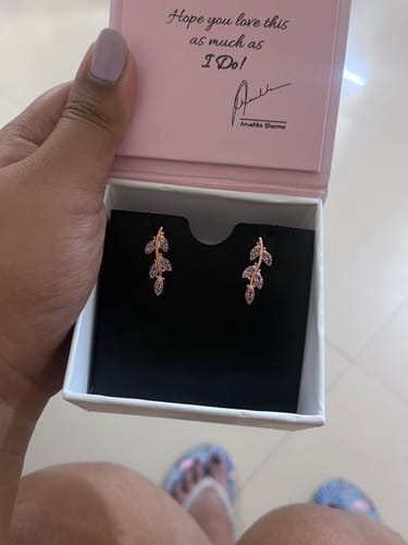 Customer photo review of Rose Gold French Beauty Earrings