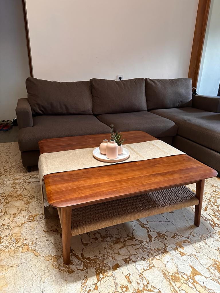 Customer photo review of Square Coffee Table in Premium Teak & Loom