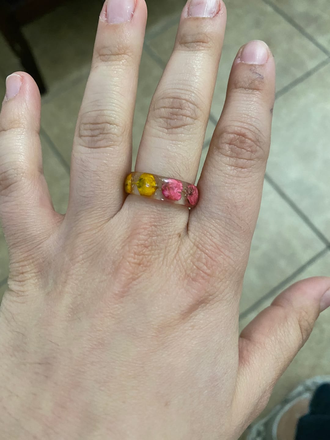 Customer photo review of Wildflower Ring with Cremation Ash