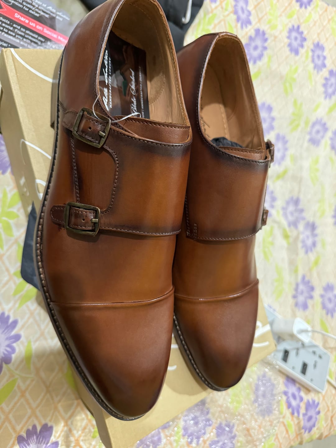 Customer photo review of Double Monk Straps Cap toe - Brown
