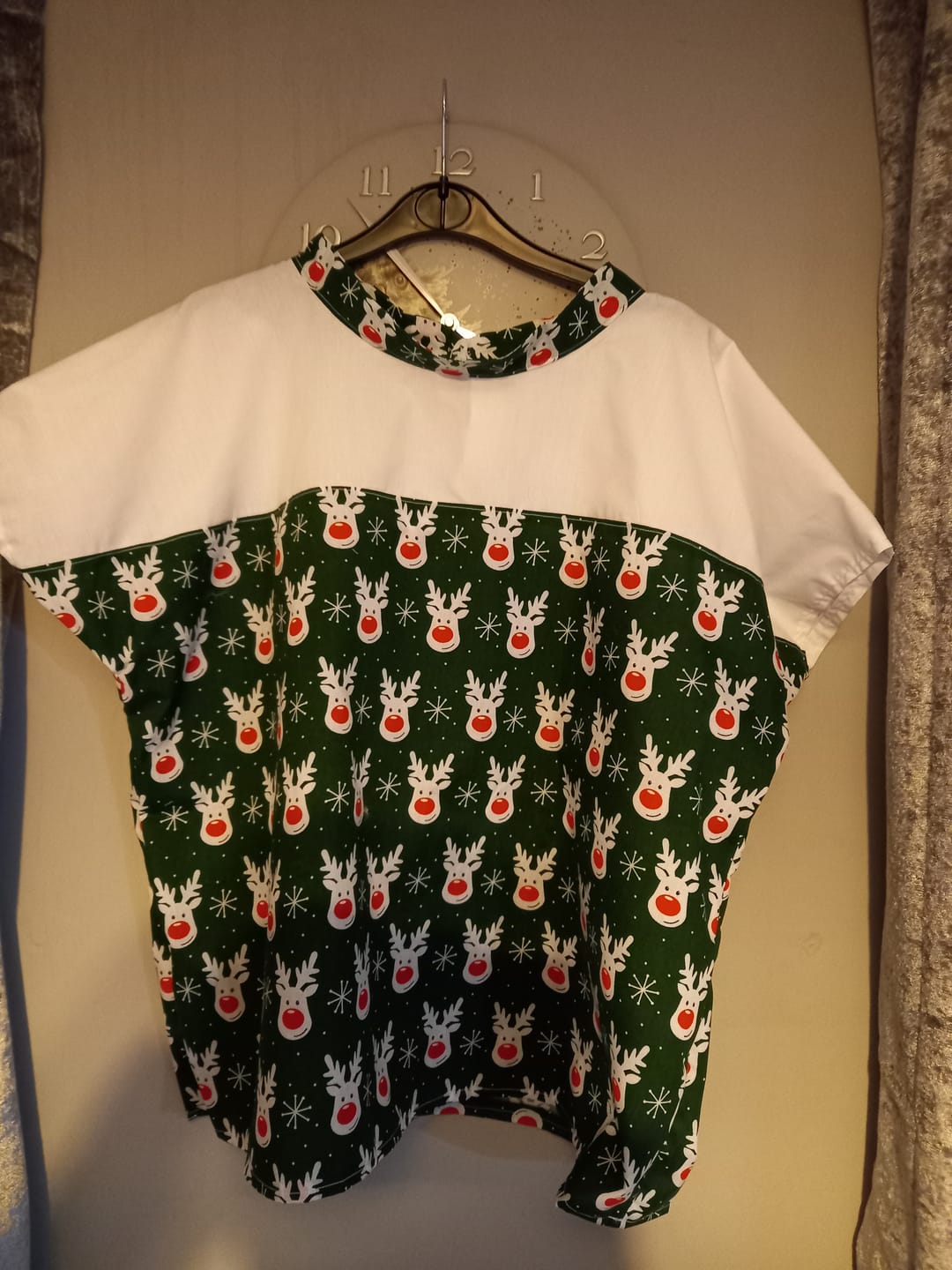 Customer photo review of White Reindeer Faces Polycotton Fabric