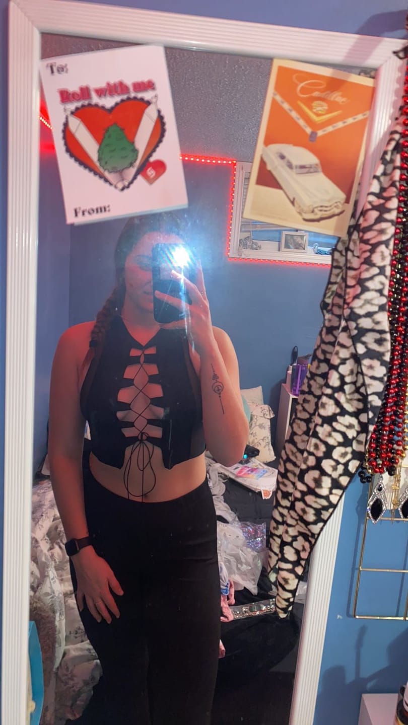 Customer photo review of Black Reverse Seam Top