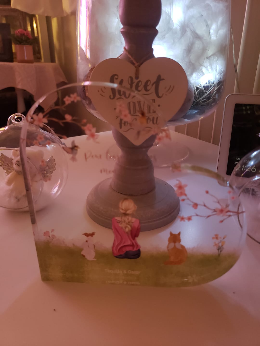 Customer photo review of Toujours à mes côtés - Cœur en verre personnalisé