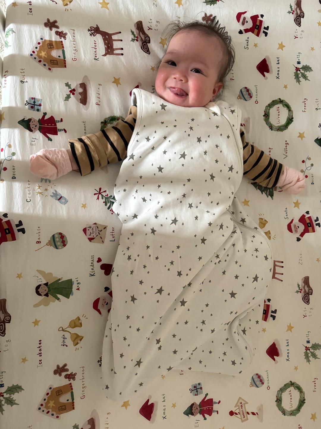 Customer photo review of 4 Season® Classic Baby Sleeping Bag, Merino Wool & Organic Cotton, Birch Gray