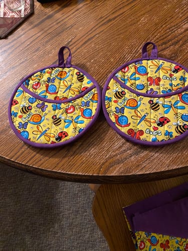 Customer photo review of Quilted Potholder Parade Sewing Pattern with Holiday Version | Digital PDF