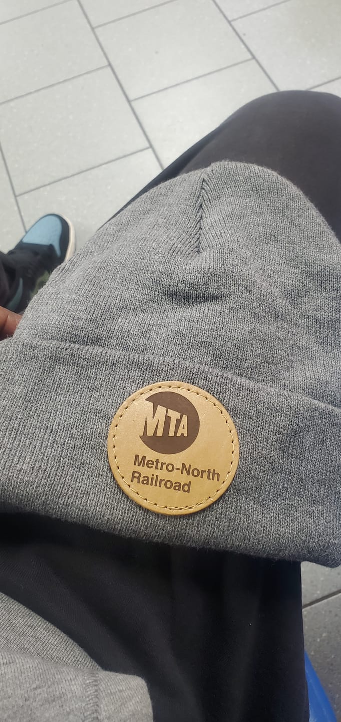 Customer photo review of Custom Leather Patch Beanie