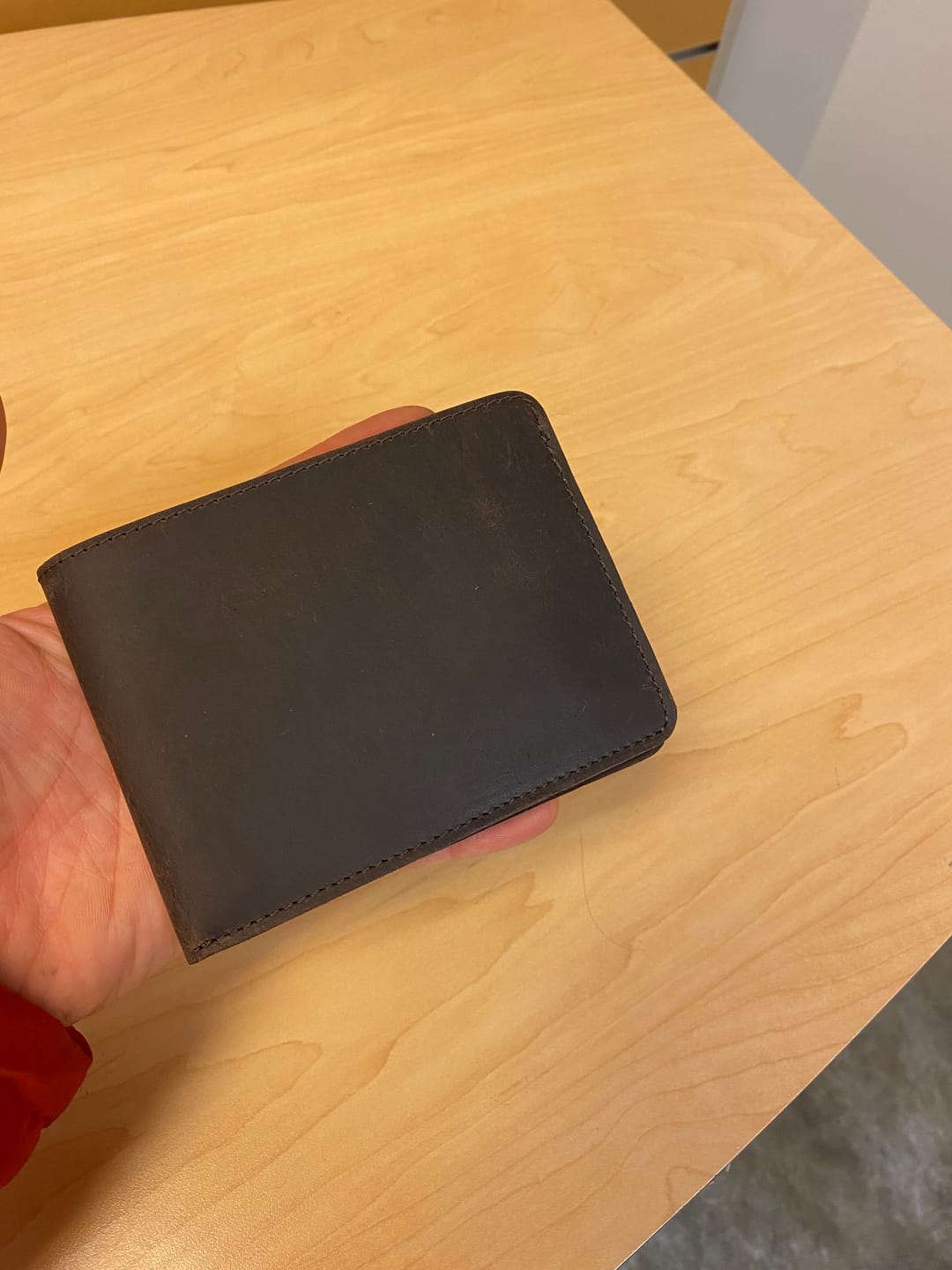 Customer photo review of Brown Full Grain Leather Minimalist Wallet