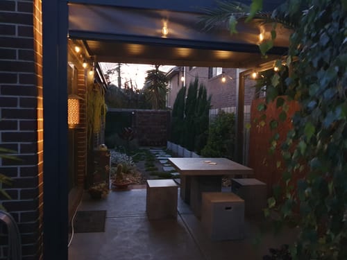 Customer photo review of Waihi & Hahei Pergola Retractable Shade Blind - 3m