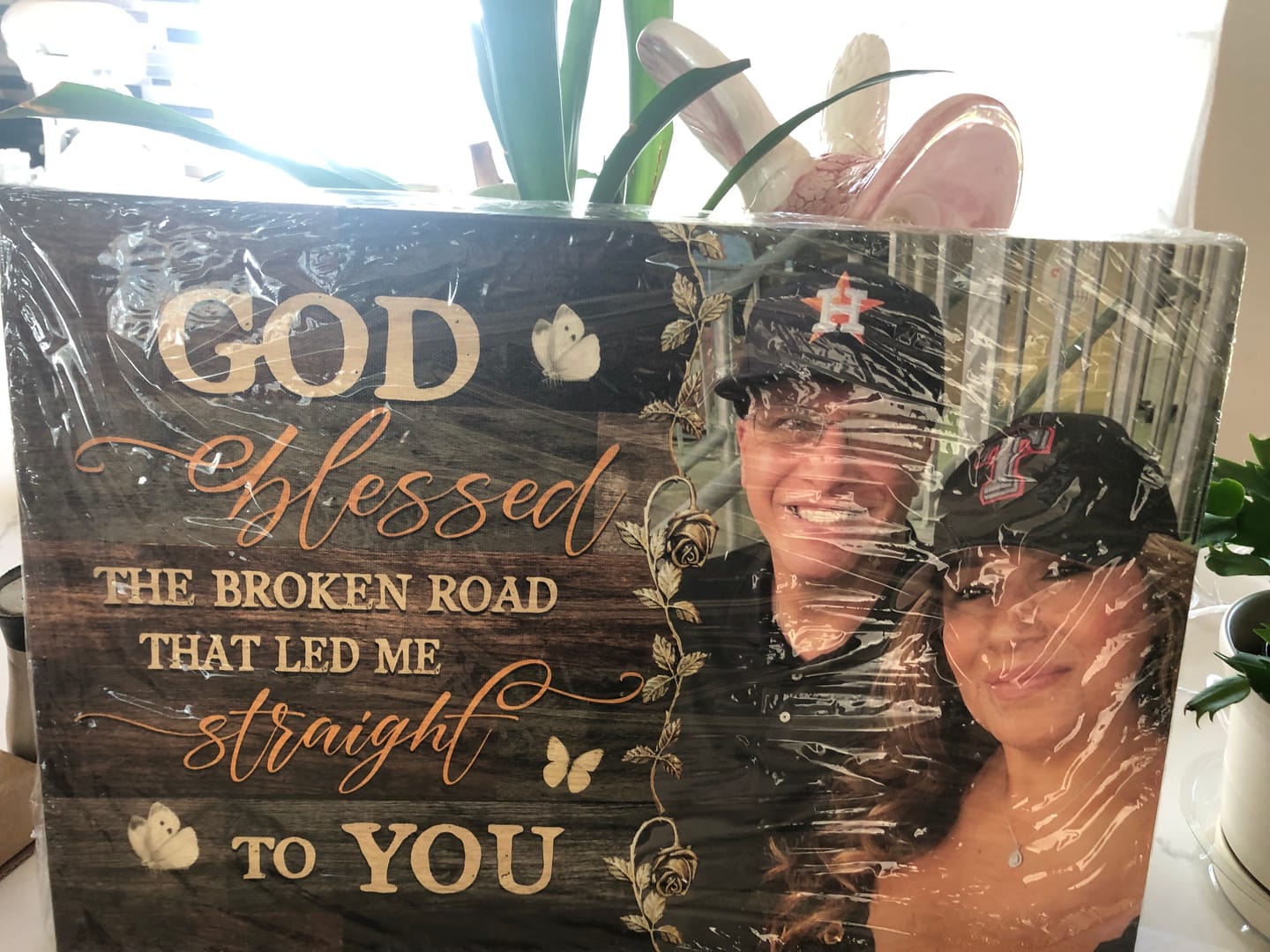 Customer photo review of God blessed the broken road wall art canvas, personalized custom photo wall art canvas