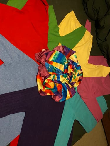 Customer photo review of Large Bright Colourful Vintage Silk Scarf