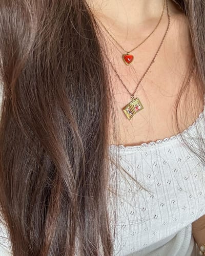 Customer photo review of Carnelian Stone Heart Necklace