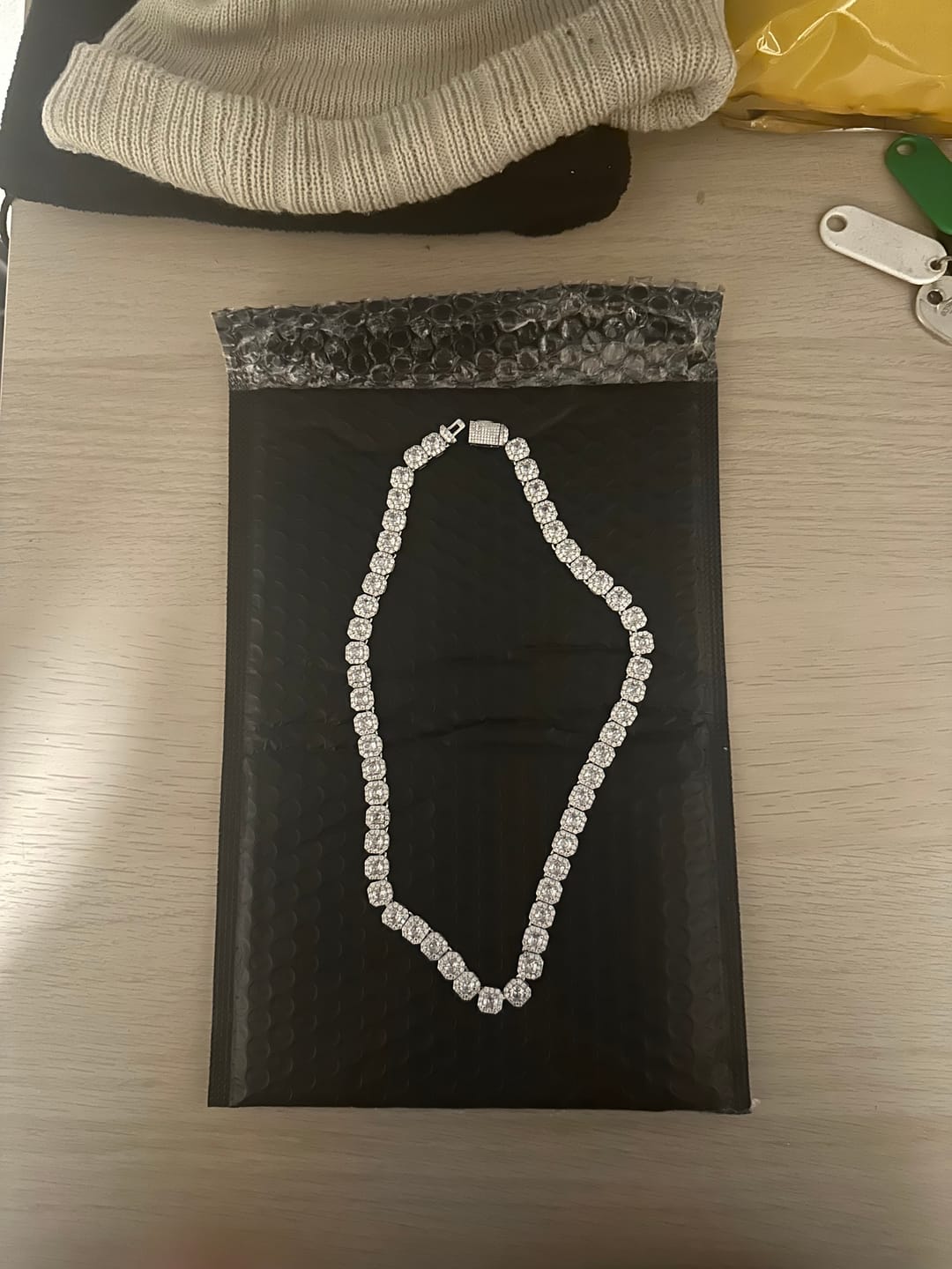 Customer photo review of 10MM CLUSTERED TENNIS CHAIN - WHITE GOLD