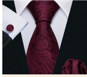 Customer photo review of Wine Solid Men's Necktie Pocket Square Cufflinks Set