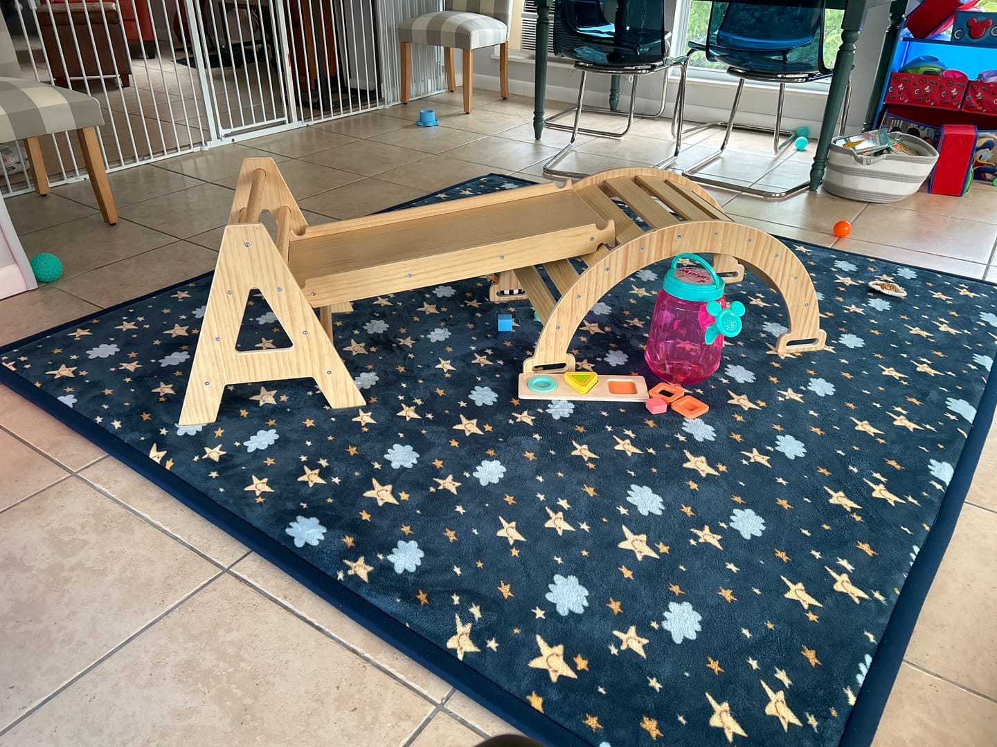 Customer photo review of Maple - Wood Small Triangle Climbing Set with Ladder Slide and Rocker