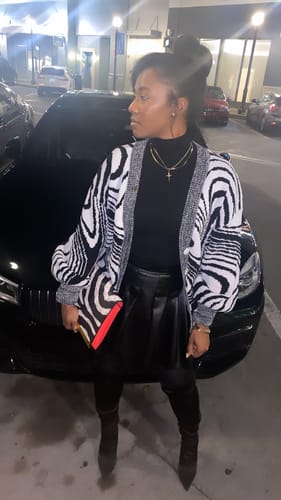 Customer photo review of Marble Print Oversized Cardigan