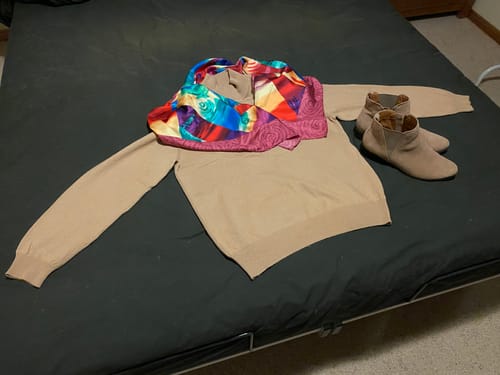 Customer photo review of Soft Caramel Brown Cashmere Polo Neck Jumper Large