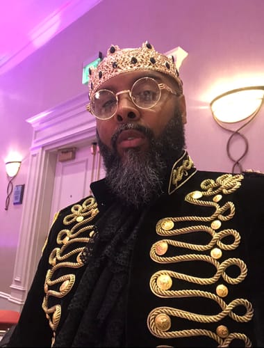 Customer photo review of Men's Gold Aigillette Decorated Mandarin Collar Black Jacket