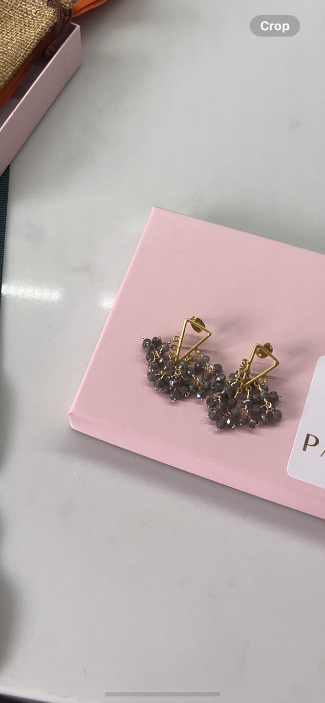 Customer photo review of Labradorite Fringe Earrings