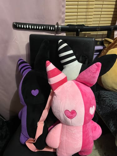 Customer photo review of Rabbit Plush Backpack 20" (PINK)