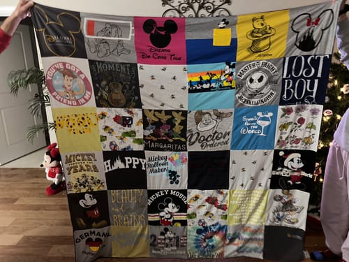 T-shirt quilt with disney, mickey mouse themes by Emily from NJ