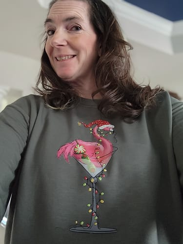 Customer photo review of Pink Flamingo DTF Transfer