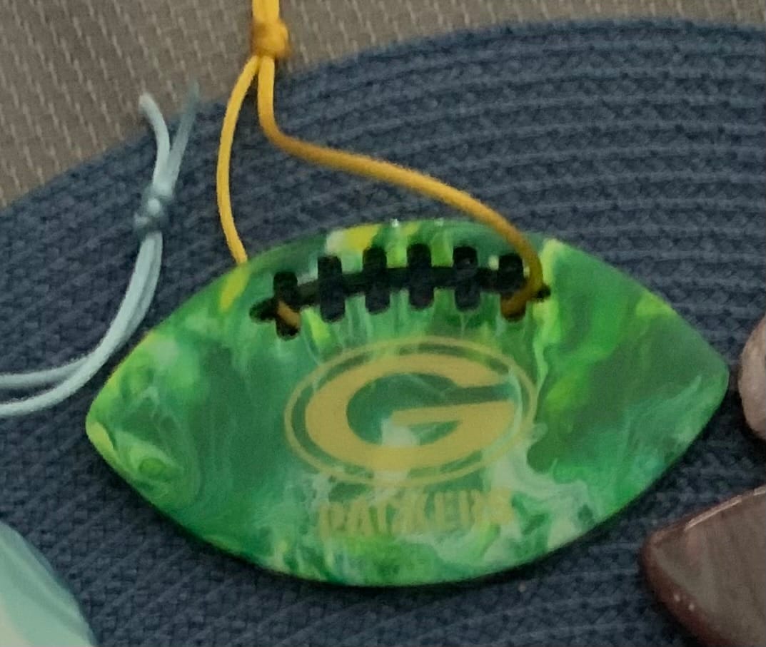 Customer photo review of Unfinished Wood Football Threads Shape - Sports Craft - up to 36" DIY