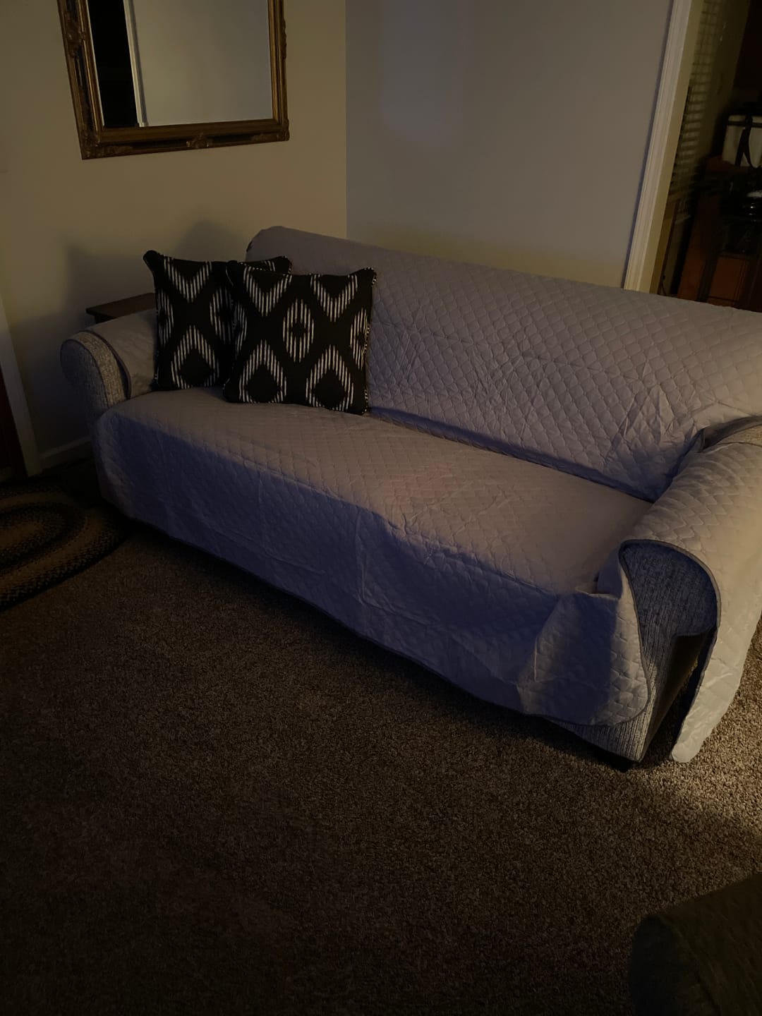 Customer photo review of NEW Machine-Washable, Dryer-Safe Furniture Protector Couch Cover With Side Pockets & Back Straps (+2-In-1 Reversible Colors!)