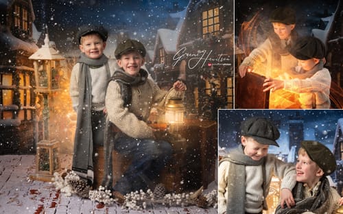 Customer photo review of Kate Christmas Snowy Street in Night Backdrop Designed by Emetselch