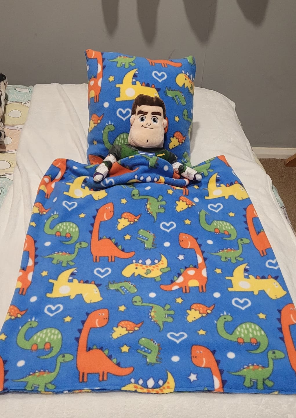 Customer photo review of Dinosaurs and Hearts Anti Pill Polar Fleece Fabric