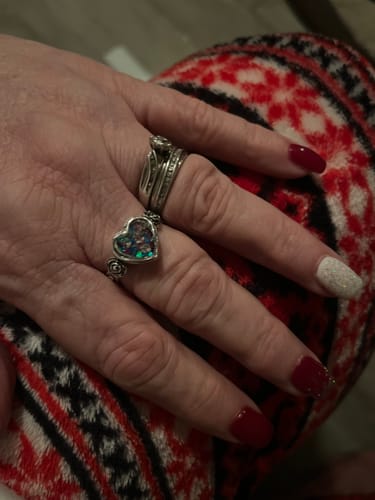 Customer photo review of Silver Heart Opal Ring