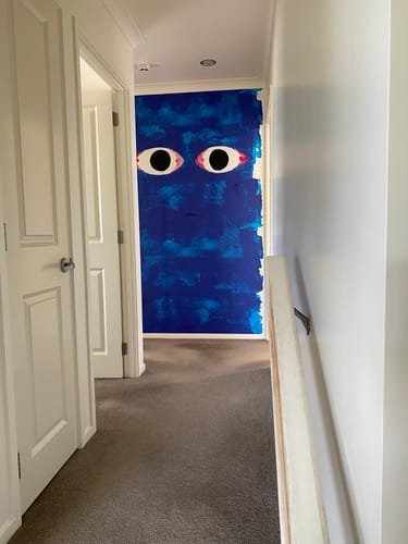 Customer photo review of Paola Navone Blue Eyes Mural Wallpaper