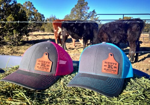 Customer photo review of Ear Tag Custom Leather Patch Trucker Hat - Richardson 112