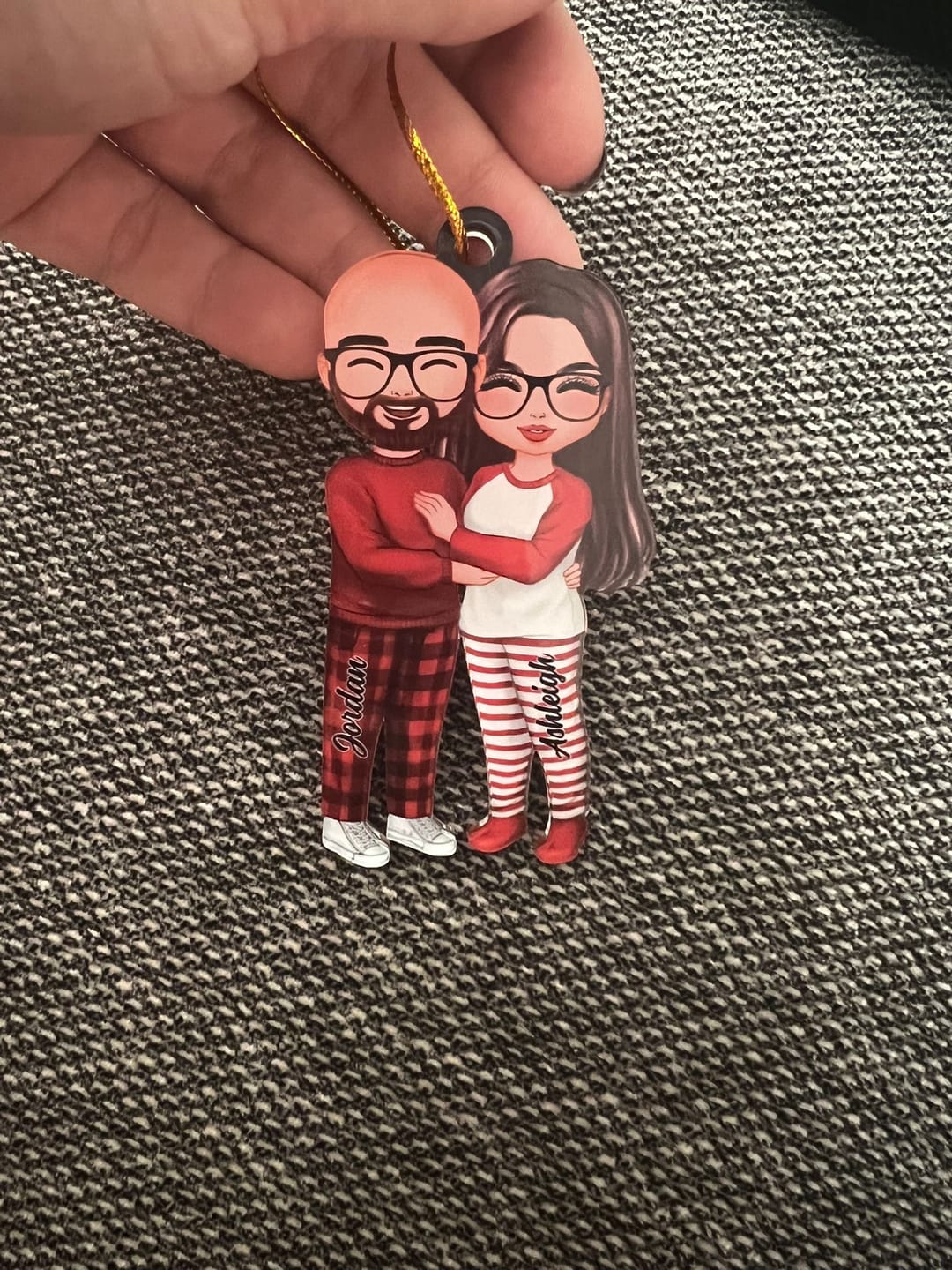Customer photo review of Christmas Doll Couple Standing Hugging - Personalized Ornament