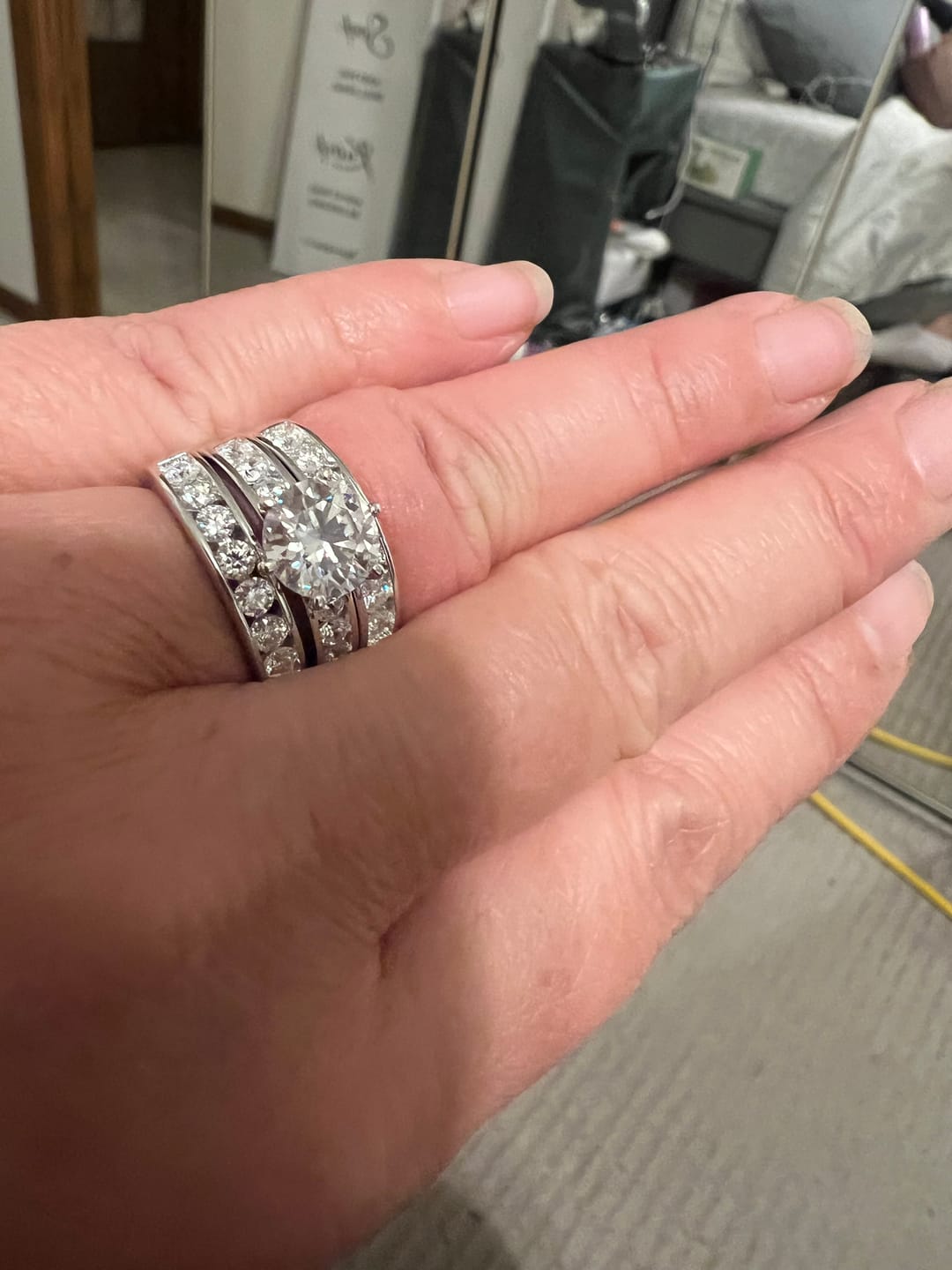 Customer photo review of Round Cut Moissanite Channel Set Engagement Ring