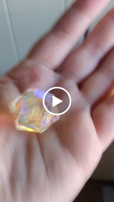 Customer video review of URWizards D&D Dichroic Prism  Glass Gemstone Engraved Dice Set Moon Style