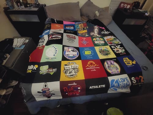 T-shirt quilt with running, fitness themes by Luis Felipe from FL