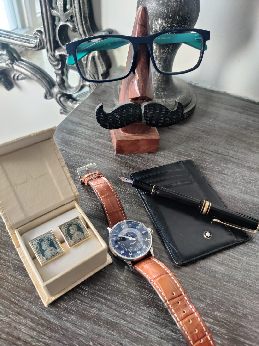 Customer photo review of Cufflinks Vintage Stamps  - Square Teal