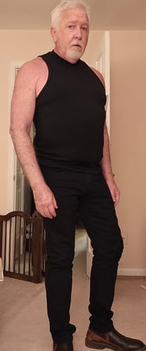 Customer photo review of Mens Solid Half Collar Sleeveless Knit Tank SKUK02747