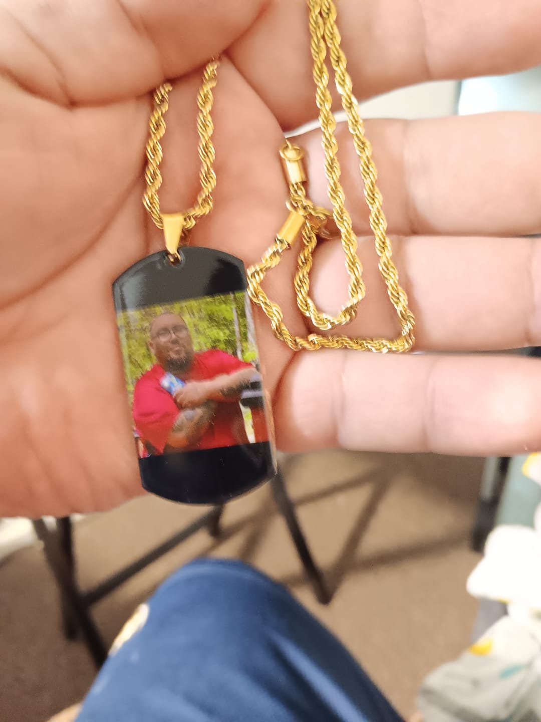 Customer photo review of Custom Military Style Colorful Photo Necklace
